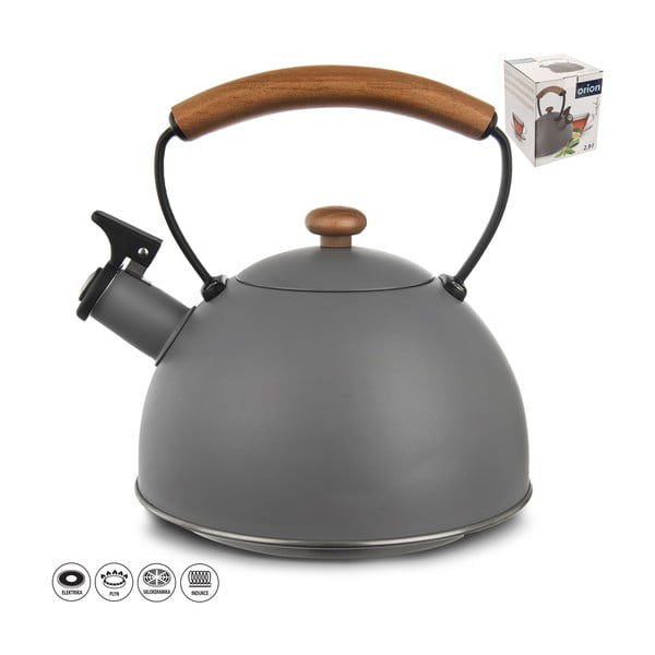 Szary czajnik stali nierdzewnej 3 l Wooden – Orion-image-2