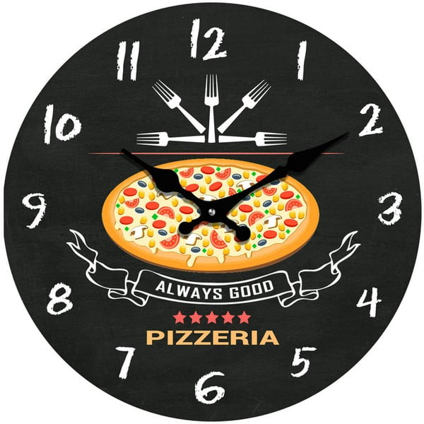 Szklany zegar Pizzeria, 34 cm