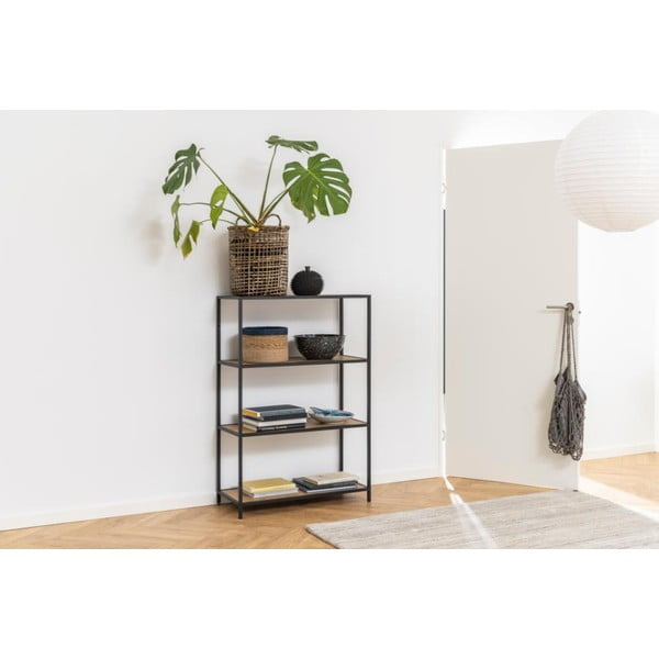 Czarno-naturalny regał w dekorze dębu 77x114 cm Seaford – Actona-image-4