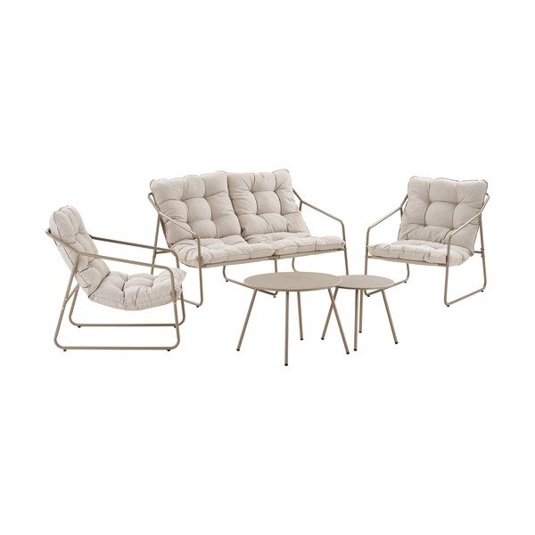 Beżowy tapicerowany zestaw mebli ogrodowych dla 4 osób Nilo – House Nordic-image-2