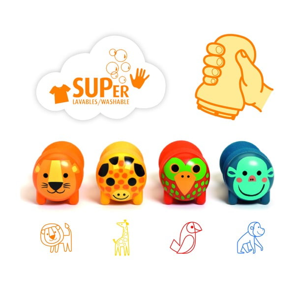 Stemple dziecięce zestaw 4 szt. Zwierzęta safari – Djeco-image-1