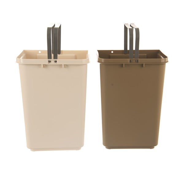 Biało-beżowy plastikowy kosz na śmieci do segregacji odpadów 2x20 l Duo Dust – Orion-image-1