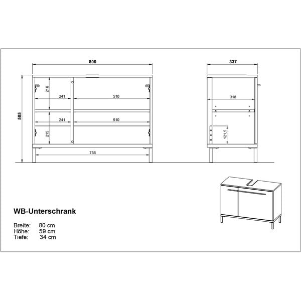 Szarobeżowa szafka pod umywalkę w dekorze orzecha 80x59 cm Yonkers – Germania-image-3