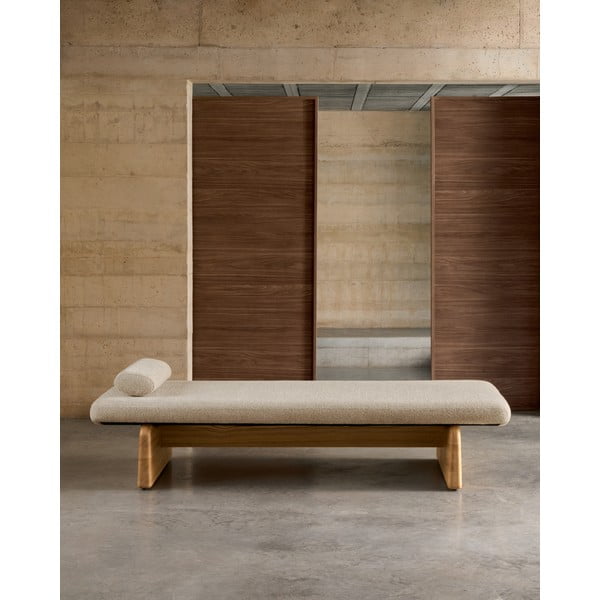 Beżowo-naturalny szezlong z tkaniny szenilowej (strona zmienna) Topaz – Kave Home-image-1