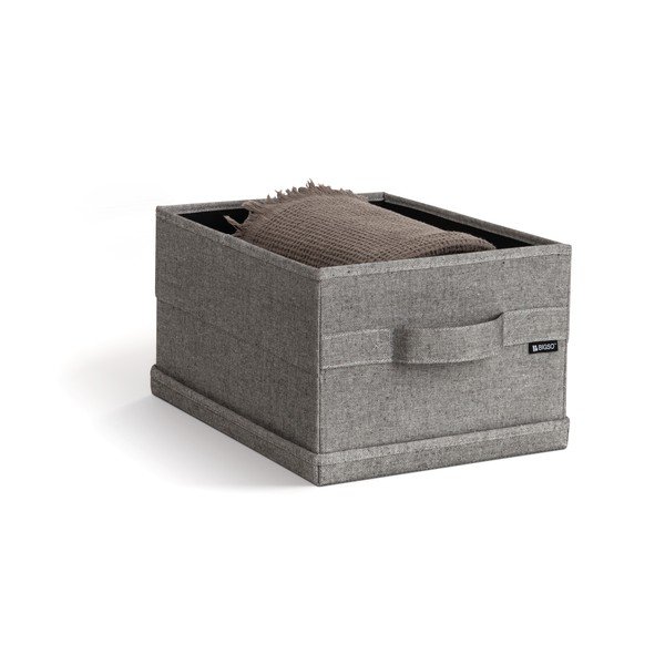 Szary tekstylny pojemnik z pokrywką 27x36x19 cm Soft Storage Small – Bigso-image-1