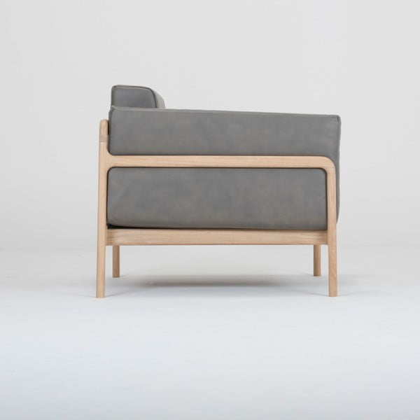 Ciemnoszary fotel z konstrukcją z litego drewna dębowego Gazzda Fawn-image-3