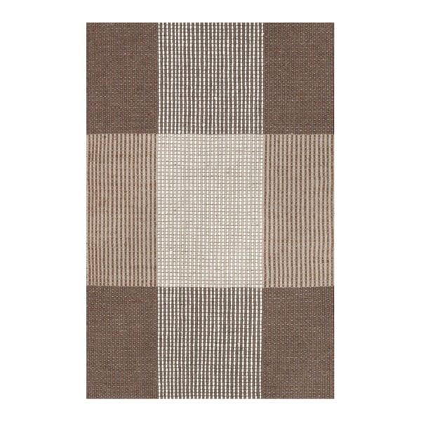Brązowy dywan wełniany ręcznie tkany Linie Design Bologna, 50x80 cm