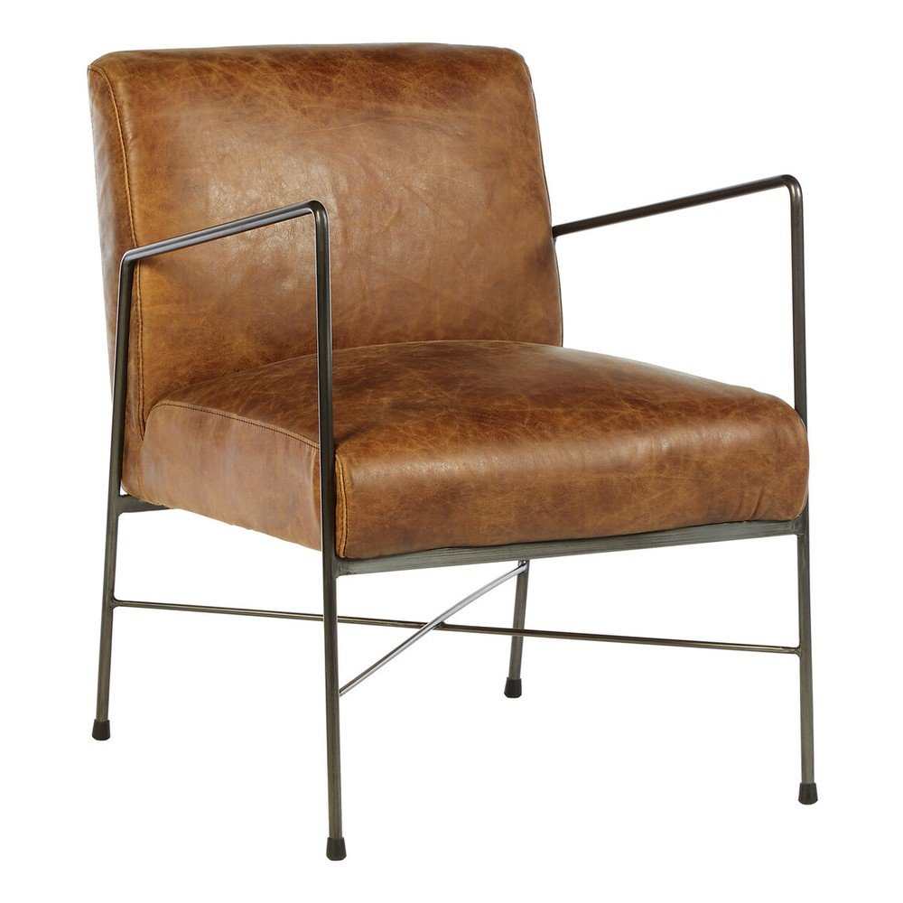Brązowy skórzany fotel Hoxton – Premier Housewares