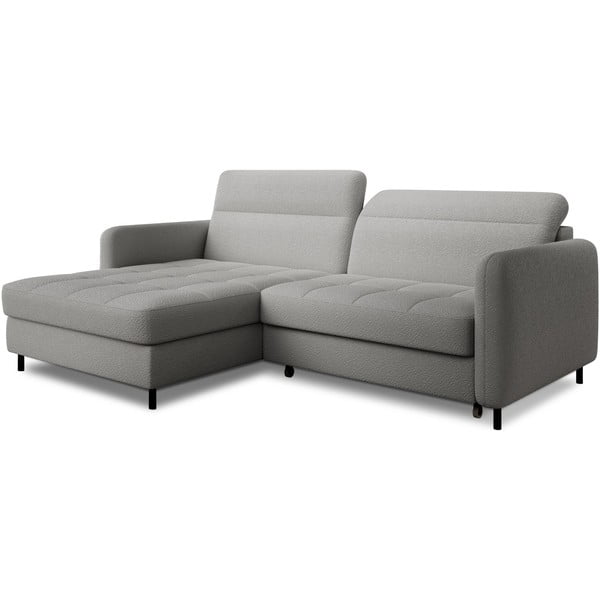 Szary rozkładany/ze schowkiem narożnik z materiału bouclé (lewostronny/z szezlongiem) Gomsi – ELTAP-image-2