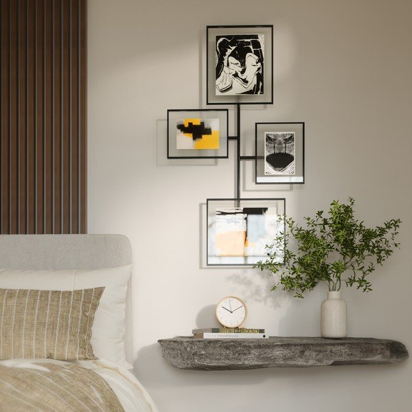 Metalowa/szklana ramka ścienna w kolorze czerni z połyskiem 57x99 cm Flute – Umbra-image-4