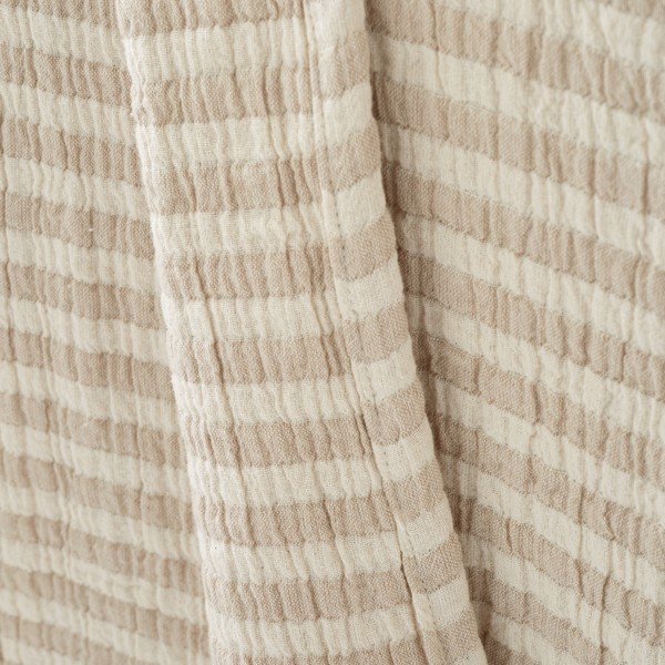 Bawełniany koc w naturalnym kolorze 150x200 cm Cotton Muslin Stripe – Bianca-image-3