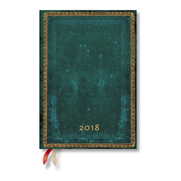 Kalendarz na rok 2018 z podziałem na dni Paperblanks Viridian Midi
