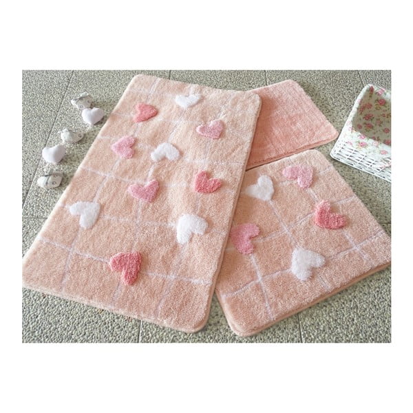Zestaw 3 dywaników łazienkowych Kalbim Pink
