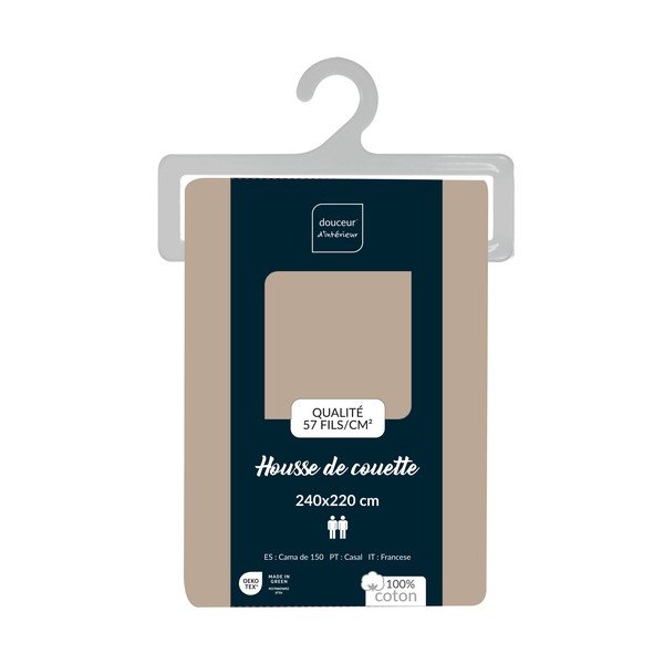 Beżowa bawełniana poszwa na kołdrę dwuosobowa 240x220 cm Lina – douceur d'intérieur-image-2