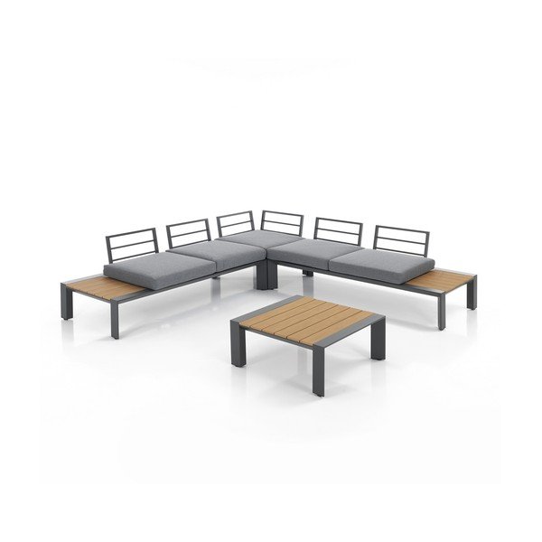 Szary/naturalny aluminiowy zestaw mebli ogrodowych dla 4 osób Skorpios – Tomasucci-image-2