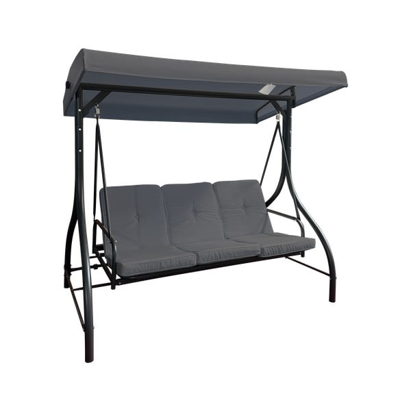 Szara metalowa huśtawka ogrodowa Paris – Rojaplast-image-2