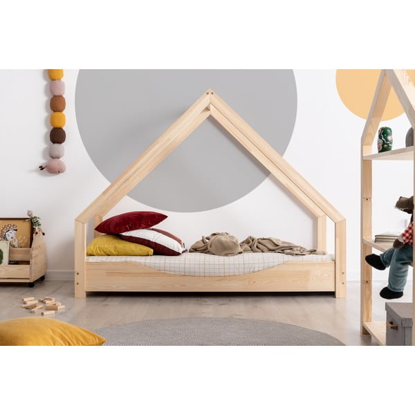 Dziecięce łóżko z drewna sosnowego w kształcie domku Adeko Loca Elin, 90x150 cm