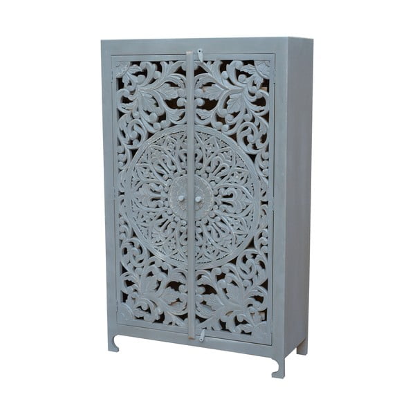 Jasnoszara szafka z litego drewna mango 165x40 cm Kalita – Støraa-image-1