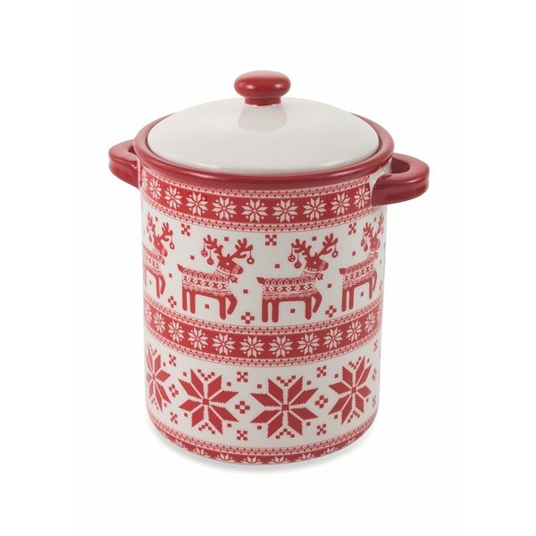 Świąteczny ceramiczny pojemnik z wieczkiem Villa d'Este Scandinavia Barattolo, výška 21 cm