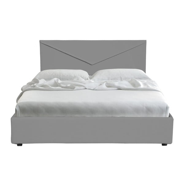 Szare łóżko dwusobowe ze schowkiem 13Casa Mina, 160x190 cm