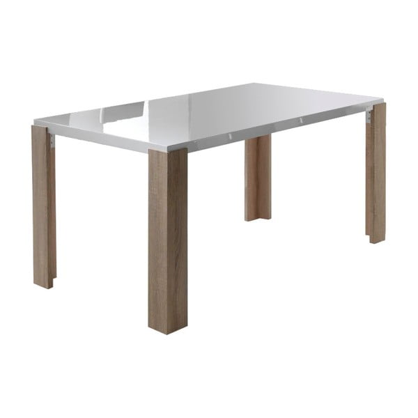 Biały stół z nogami w kolorze dębowego drewna Pondecor None, 90x160 cm