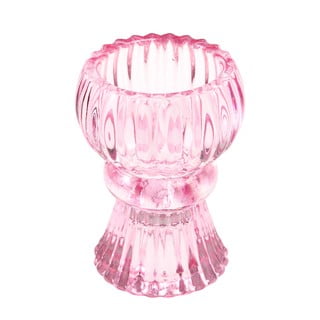 Niski różowy szklany świecznik – Rex London