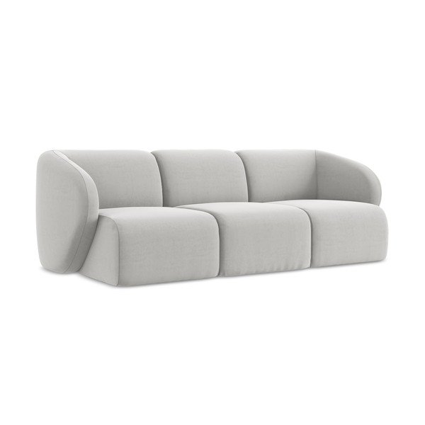 Jasnoszara aksamitna sofa 244 cm Lani – Makamii-image-1