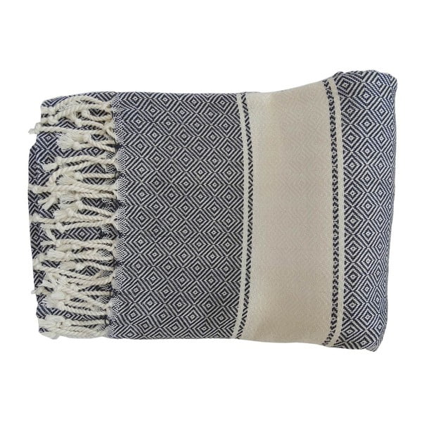 Granatowy ręcznik tkany ręcznie z wysokiej jakości bawełny Homemania Elmas, 100x180 cm