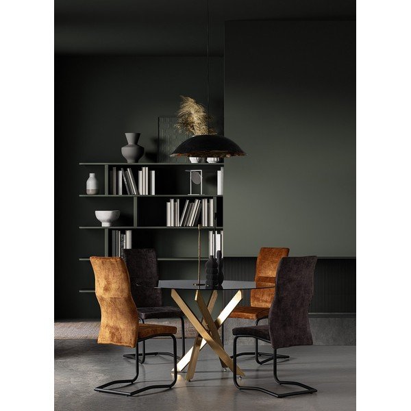 Musztardowe tapicerowane krzesło Thelma – Bizzotto-image-1