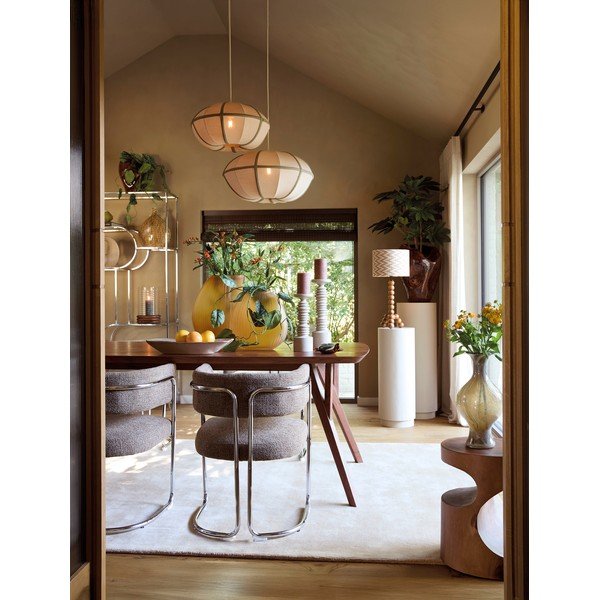 Kremowa lampa wisząca z tekstylnym kloszem Mirelys – Light & Living-image-1
