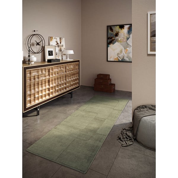 Zielony wełniany chodnik tkany ręcznie 80x250 cm Charlotte – Villeroy&Boch-image-1