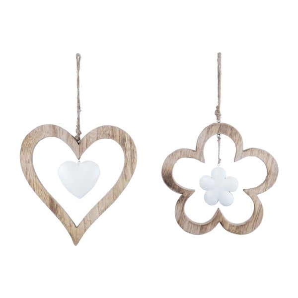 Zestaw 2 dekoracji wiszących w kształcie serca i kwiatka Ego Dekor Spring Love