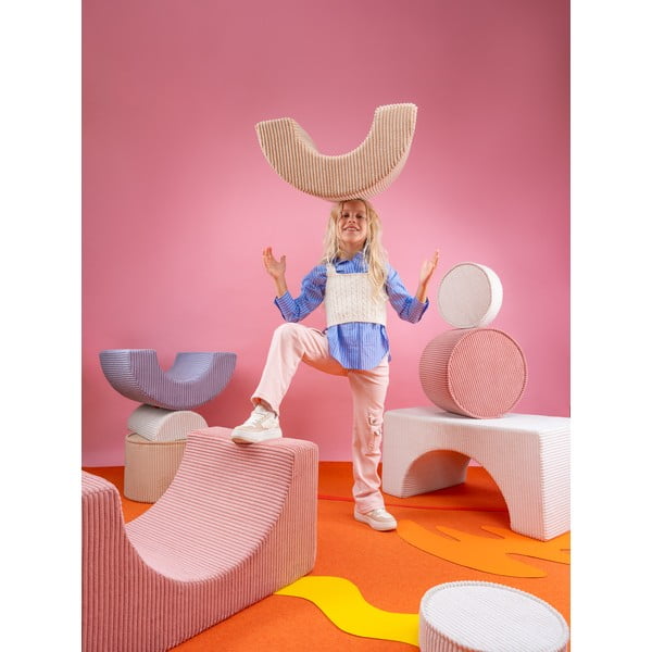 Różowy sztruksowy piankowy plac zabaw 3 szt. wysokość 37 cm 75x49 cm Rainbow Montessori – Wigiwama-image-4