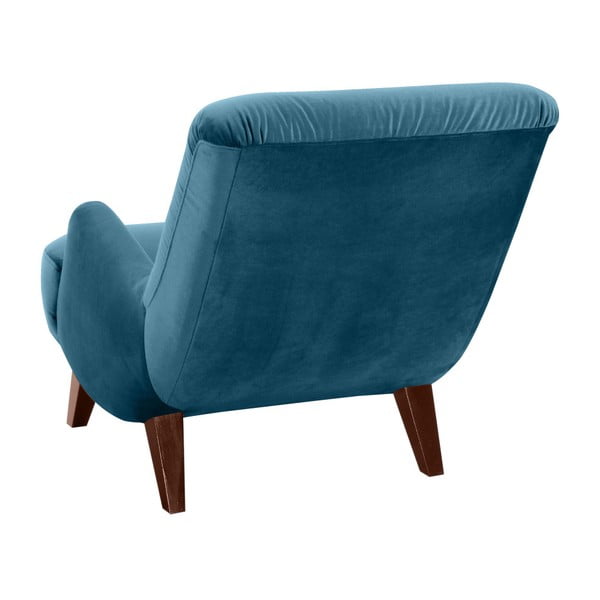 Niebieski fotel z brązowymi nogami Max Winzer Brandford Suede-image-2