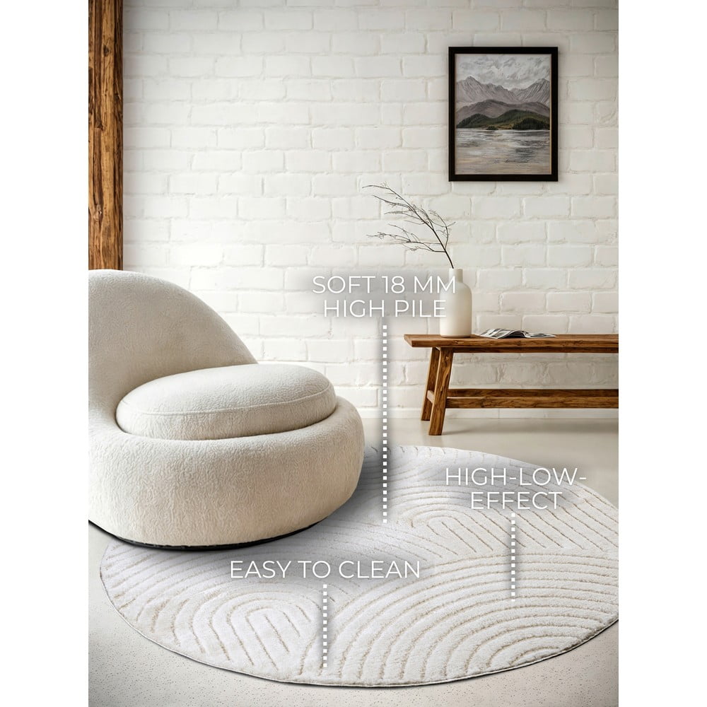 Biały okrągły dywan ø 160 cm Panglao New York White – Elle Decoration (zdjęcie 10)