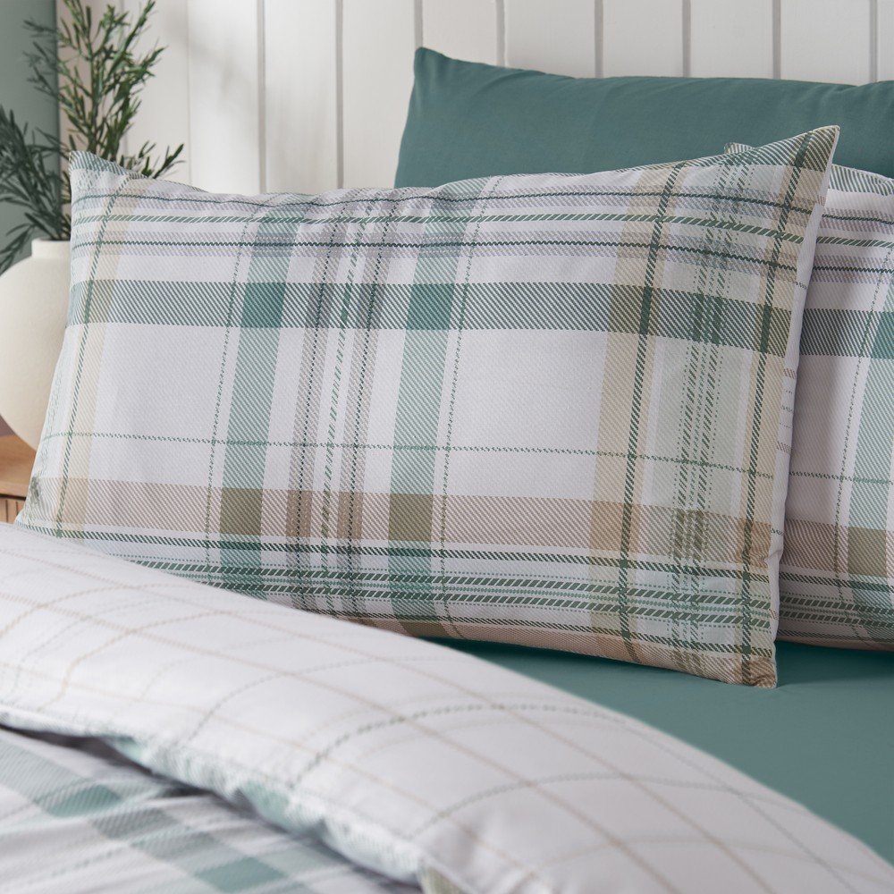 Zielona pościel jednoosobowa 135x200 cm Cartmel Check – Catherine Lansfield (zdjęcie 4)
