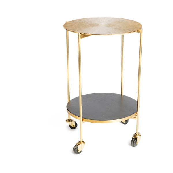 Stolik z metalową konstrukcją w złotym kolorze Simla Trolley