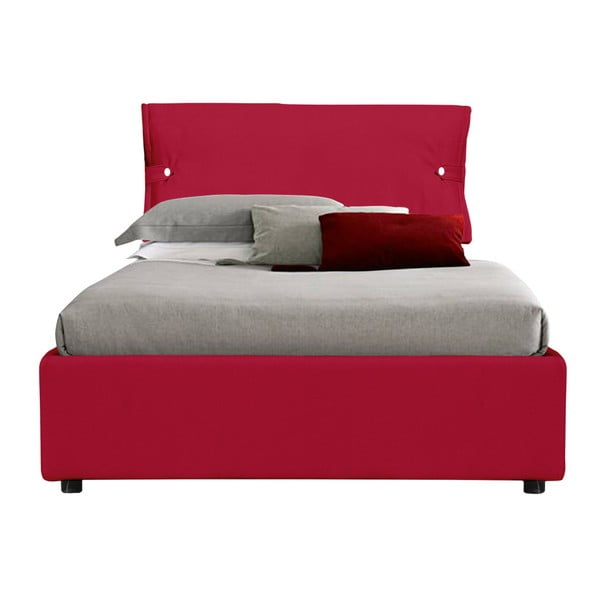 Czerwone łóżko jednoosobowe tapicerowane tkaniną bawełnianą 13Casa Feeling, 90 x 190 cm