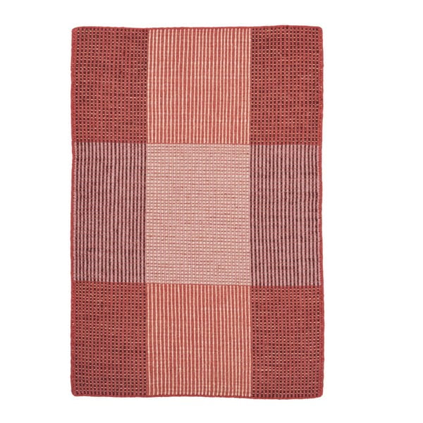 Czerwony dywan wełniany ręcznie tkany Linie Design Bologna, 50x80 cm