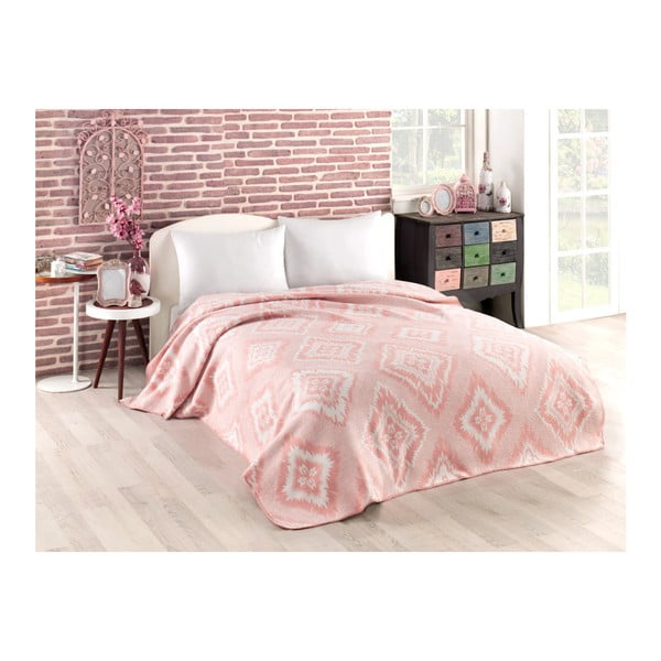 Różowa kołdra z dodatkiem bawełny Cihan Bilisim Tekstil Symbol, 180x220 cm