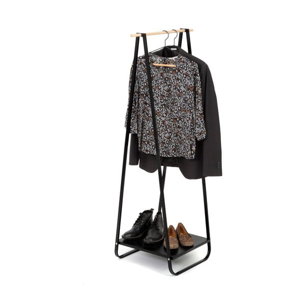 Czarny wieszak na ubrania z półką Compactor Portant Blanc-image-3