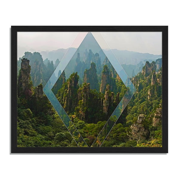 Obraz w ramie Liv Corday Provence Geo Forest, 40x50 cm
