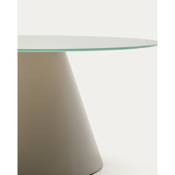 Jasnoszary okrągły stolik ze szklanym blatem ø 80 cm Wilshire – Kave Home-image-3