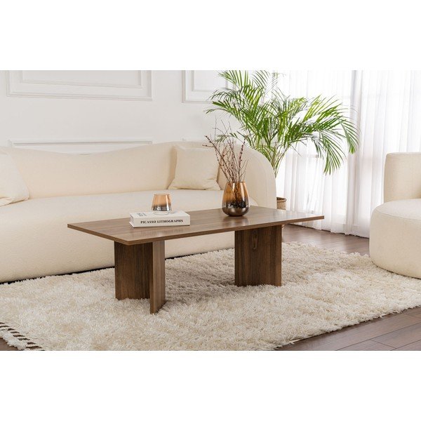 Ciemnobrązowy stolik w dekorze orzecha 60x119 cm Sabin – Kalune Design-image-1