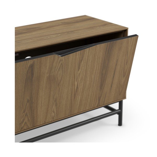 Czarna/w naturalnym kolorze szafka pod TV w dekorze dębu 150x61x35 cm Aiden – Marckeric-image-4