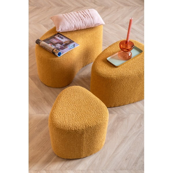 Żółty puf z materiału bouclé Ada – Leitmotiv-image-1