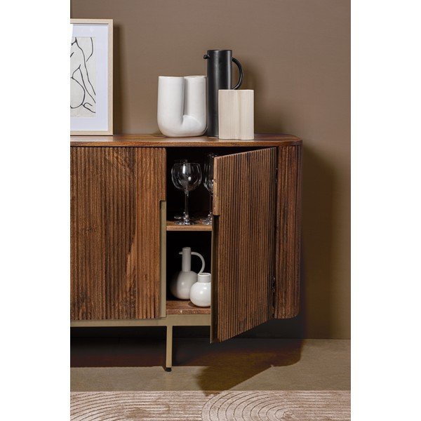 Komoda z litego drewna mango w kolorze złota/w naturalnym kolorze 160x75x40 cm Vilas – Bizzotto-image-2