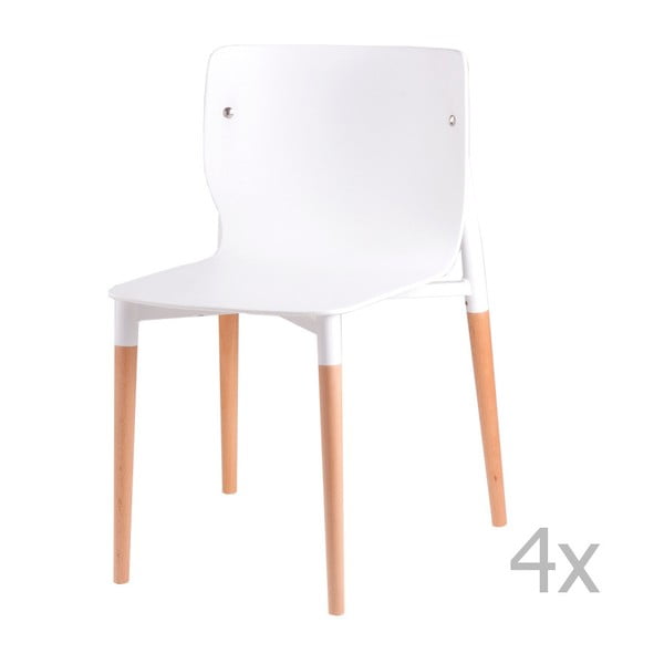 Zestaw 4 białych krzeseł z drewnianymi nogami sømcasa Alisia