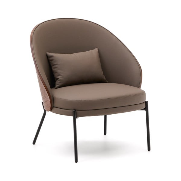 Brązowy fotel z imitacji skóry Eamy – Kave Home-image-2