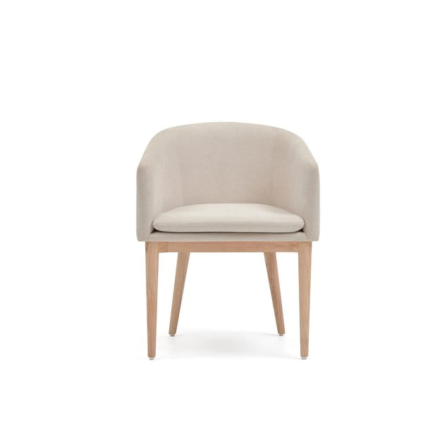 Kremowy tapicerowany fotel jadalniany z podłokietnikami Harlan – Kave Home-image-4